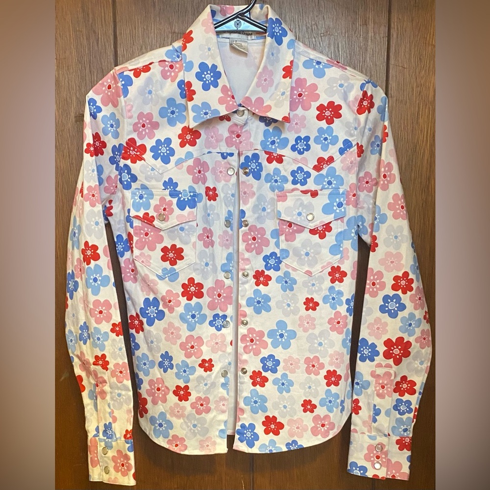 Snap Button Down Floral Shirt Jacket